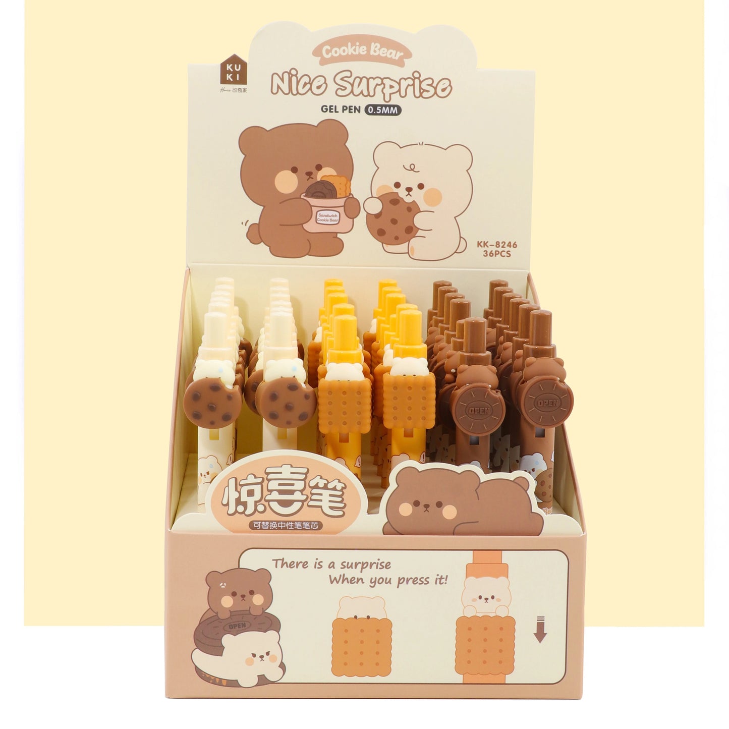 Kiwoo Cookie Bear Pen Set – Cute Dessert-Inspired Stationery 🍪🐻✏️