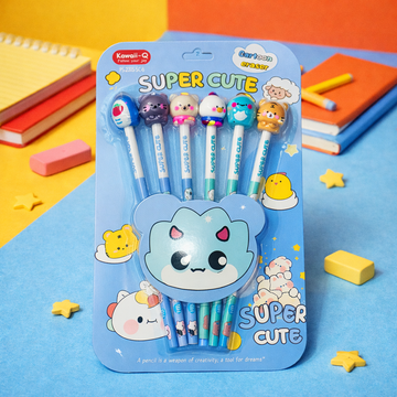 Kiwoo Super Cute Eraser Pencil Set with pencil Toppers 🧁✨