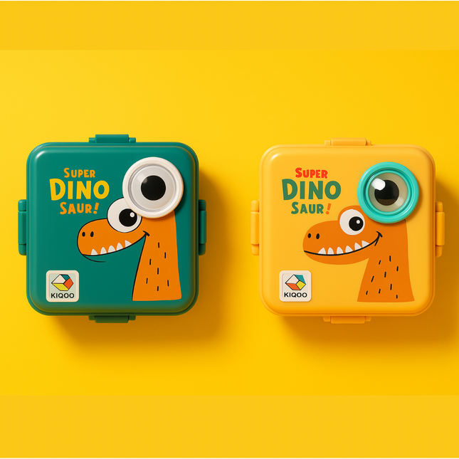 Dino Double Decker Lunch Box with cutlery - KIQOO
