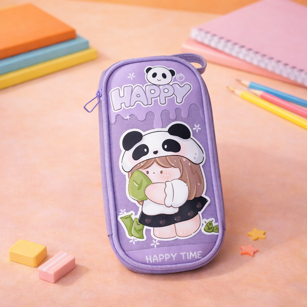 Kiwoo Happy Panda Pencil Pouch 🐼💜