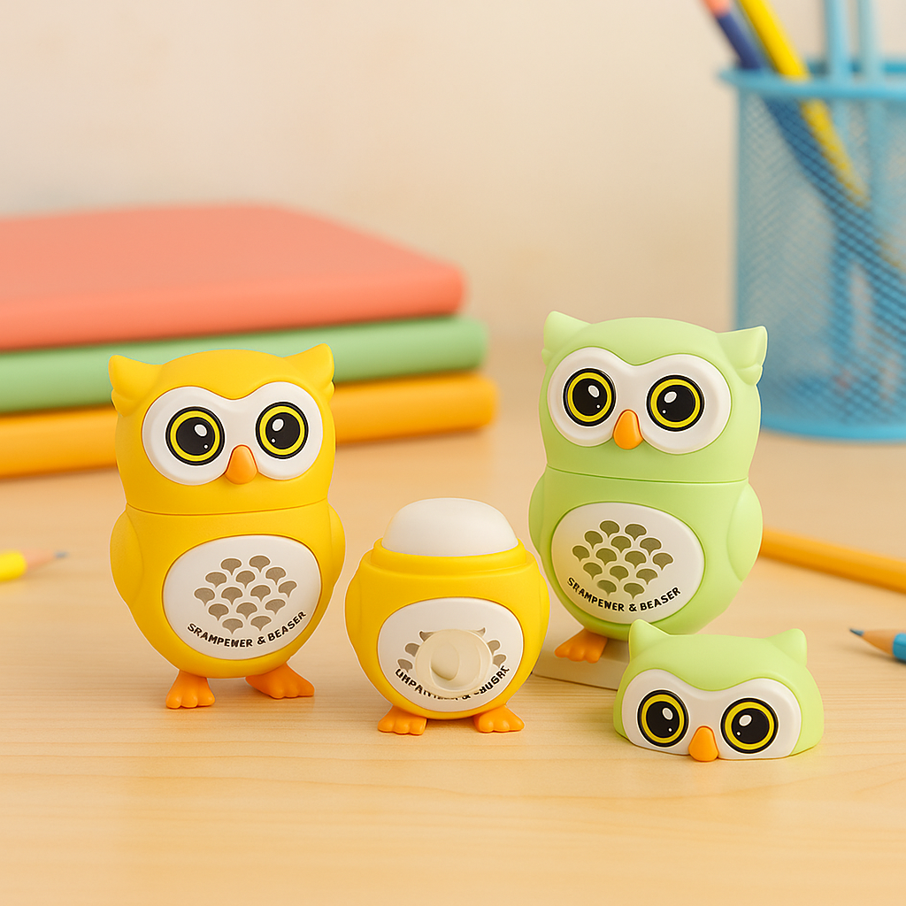 Kiwoo Owl Sharpener & Eraser 🦉✨