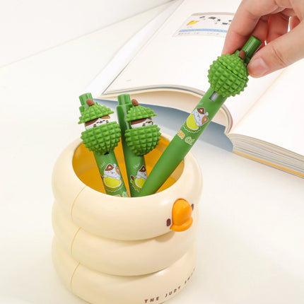 Cute Green Cat Durian click Pen – Fun Cartoon Stationery