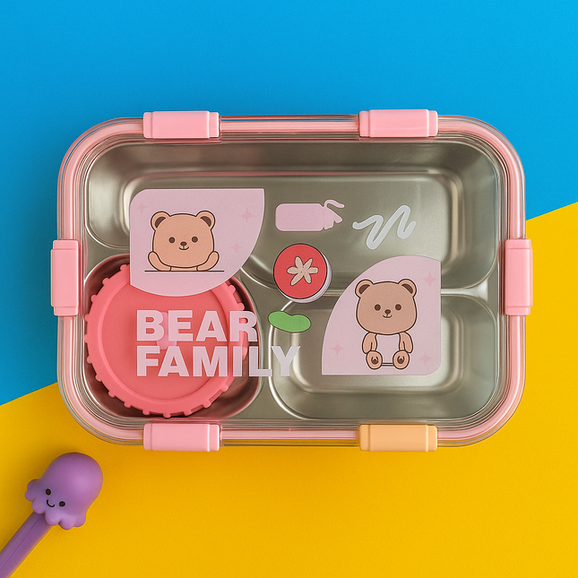 Bear Bento Steel Lunch Box - KIQOO