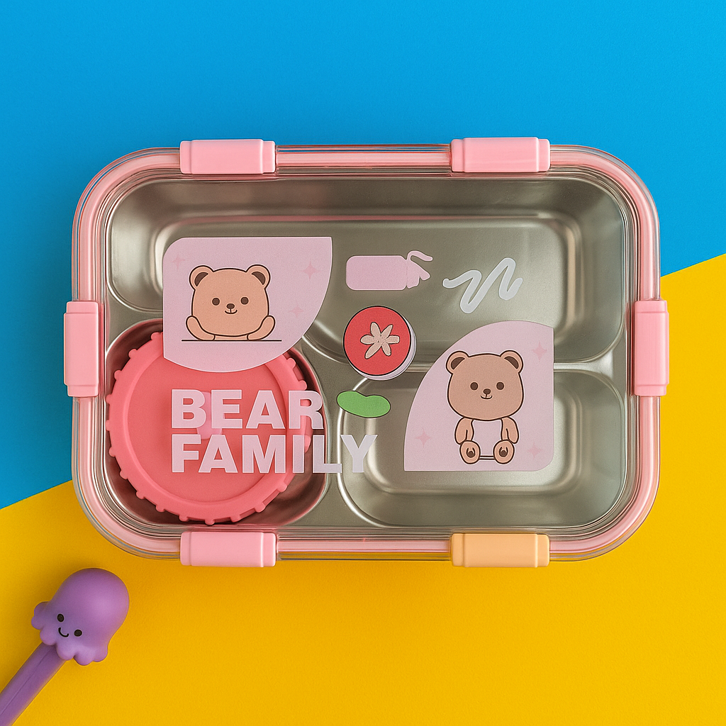 Bear Bento Steel Lunch Box - KIQOO