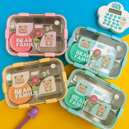 Bear Bento Steel Lunch Box - KIQOO
