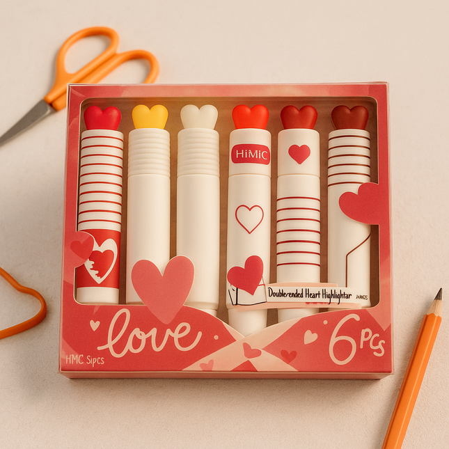 Kiwoo PeachyHearts Highlighters (6 pcs) 💖🖍️