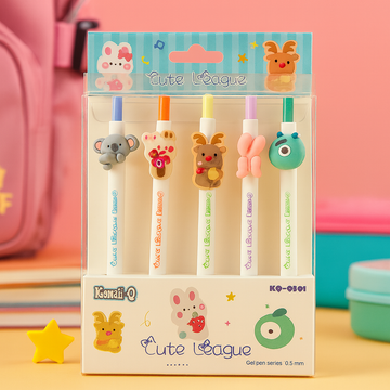 Kiwoo Cute League Pens 🖊️ 🩷 (Pack of 5)