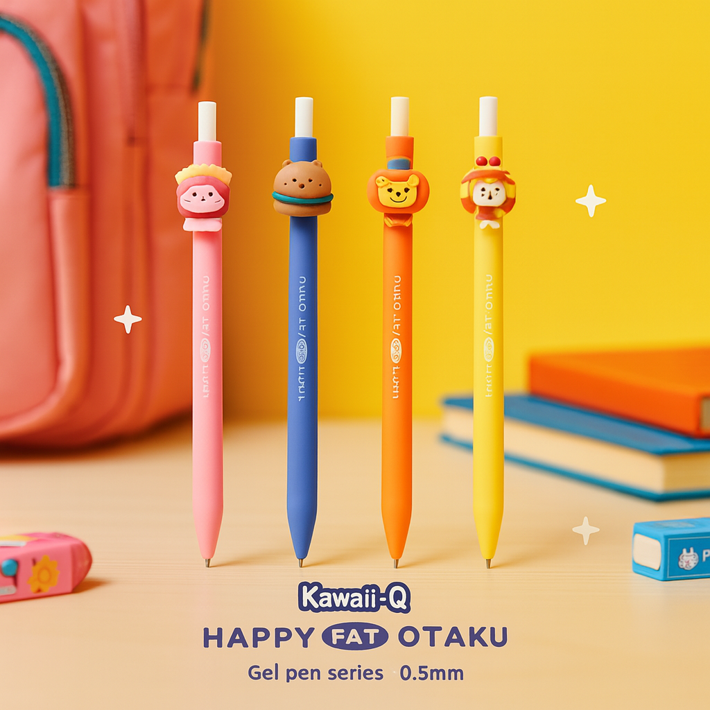 Kiwoo Happy Fat Otaku Pens 🖊️ 🤠 (Pack of 5)