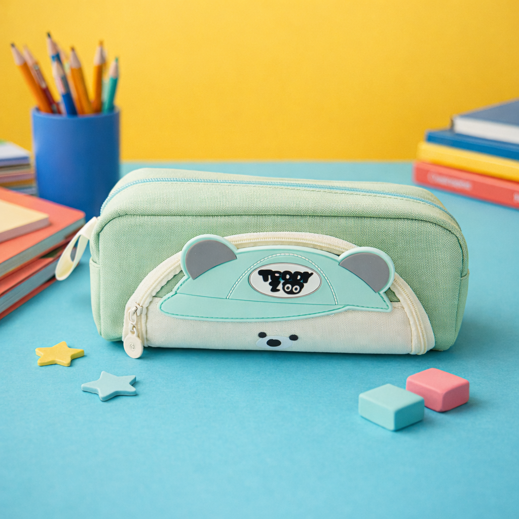 Kiwoo Teddy Zip Pencil Pouch 🧸💙